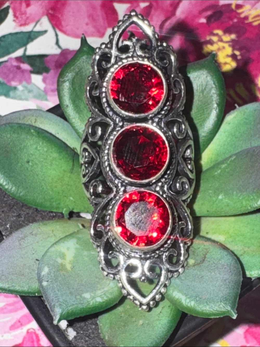 Silver Garnet Ring